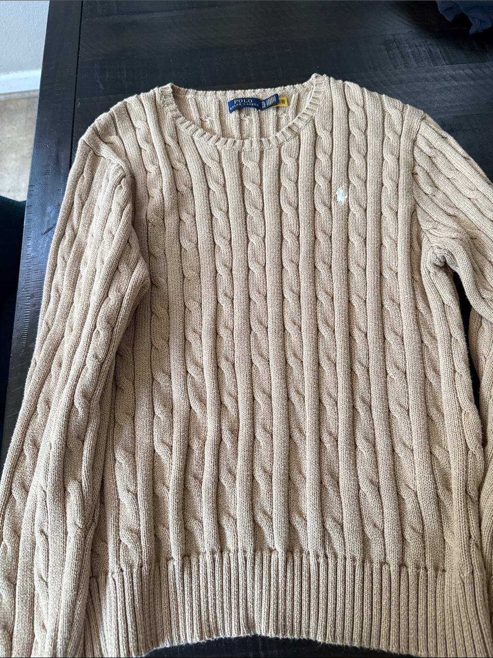 Polo by Ralph Lauren Men's Cable Knit Crewneck Sweater - Tan Beige